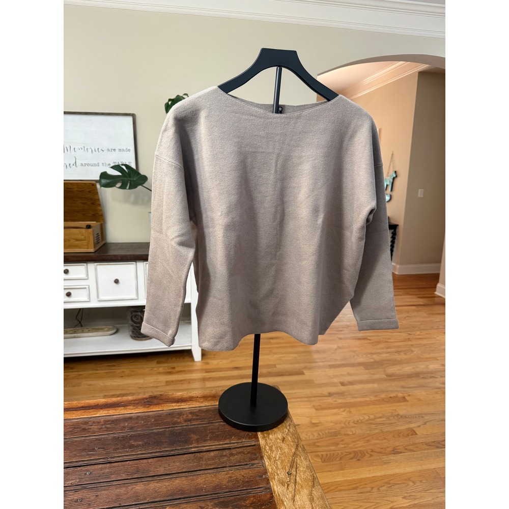 Uniqlo Milano Rib Boat Neck Sweater Beige Taupe XXS Luxe Capsule Minimalist